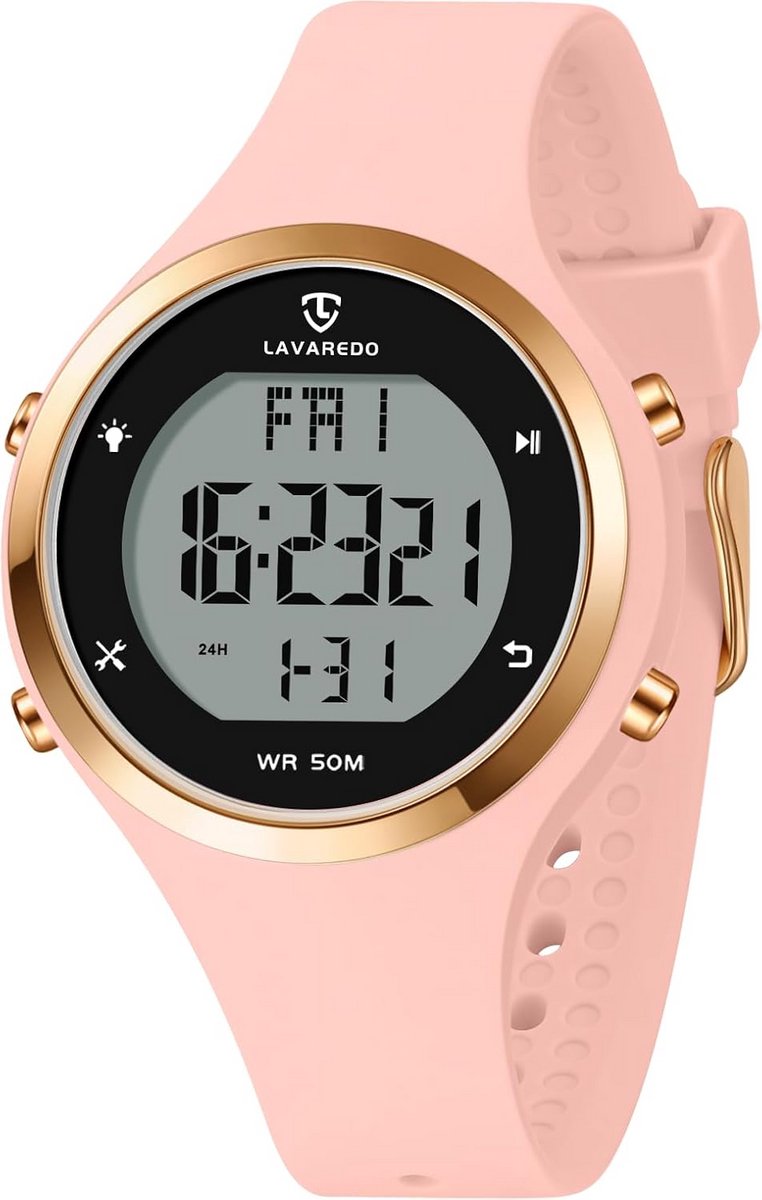 Digitaal Dameshorloge met Siliconen Band, Alarm en Stopwatch