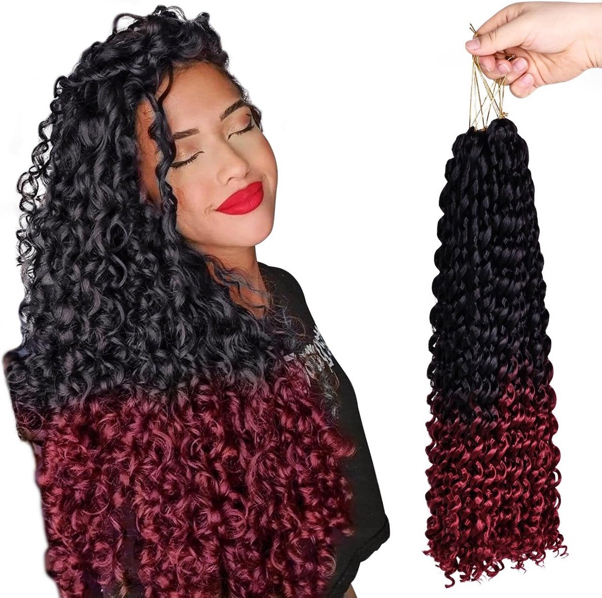 18 Inch Lange Passie Twist Vlechthaar Extensions Faux Locs Water Wave Haarextensies