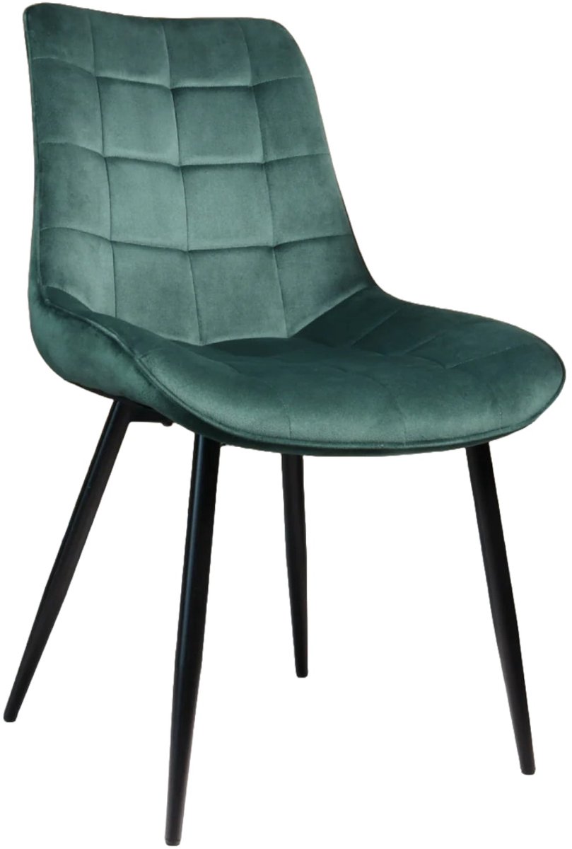 Lizzely Garden & Living SET DEAL: 4 stuks Eetkamerstoel De Vince donkergroen velvet eetstoel zetel