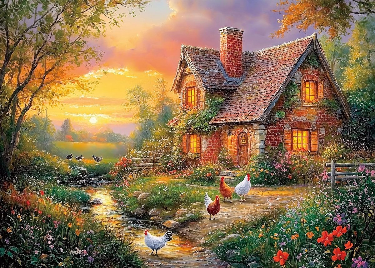 1000 Stukjes Puzzel - Vrolijke Boerderij 70x50 cm - Uitdagend Karton Puzzelspel voor Volwassenen en Kinderen