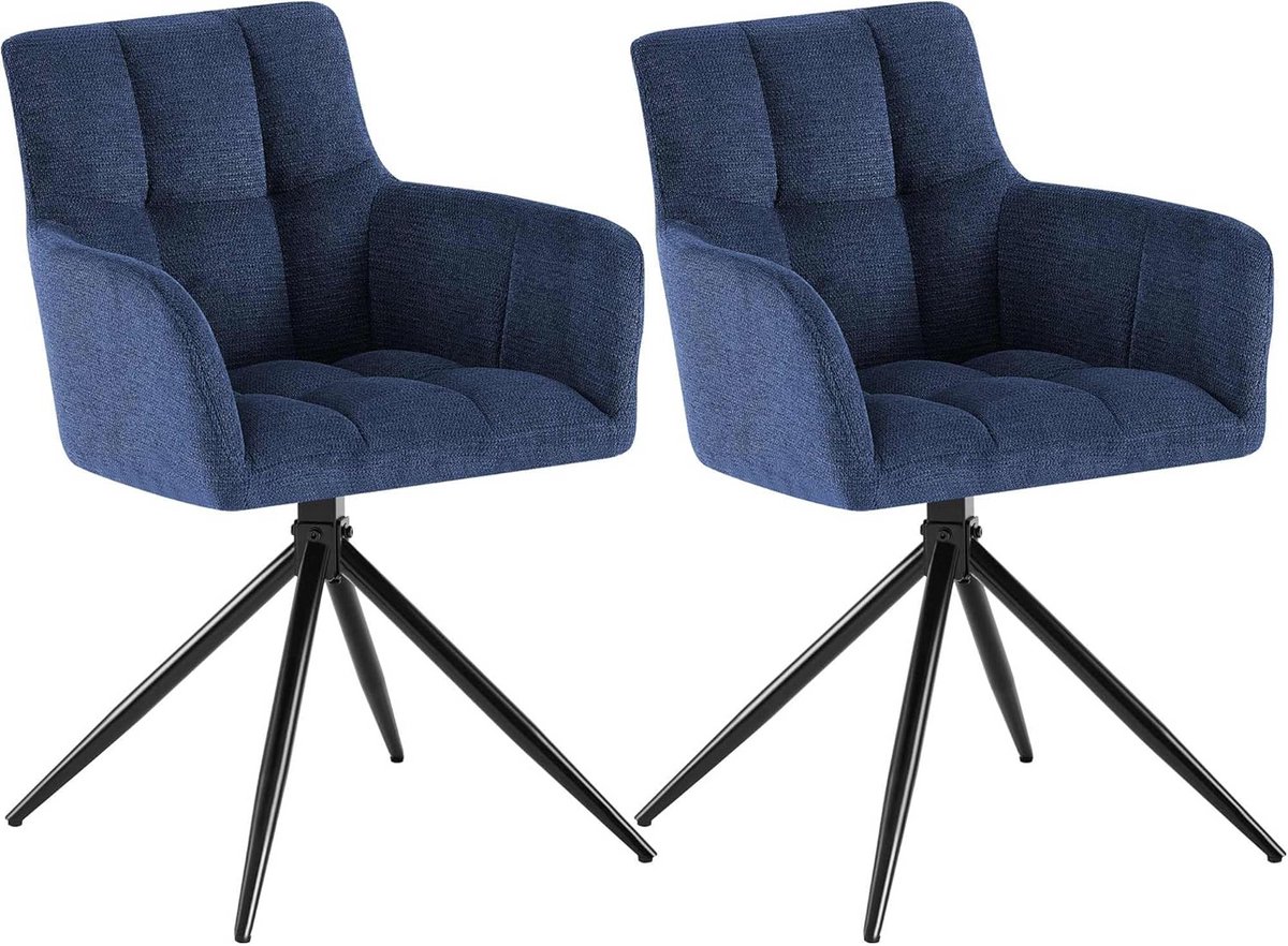 Set van 2 Klassieke Eetkamerstoelen met Armleuning - Draaibaar met Terugdraaimechanisme -