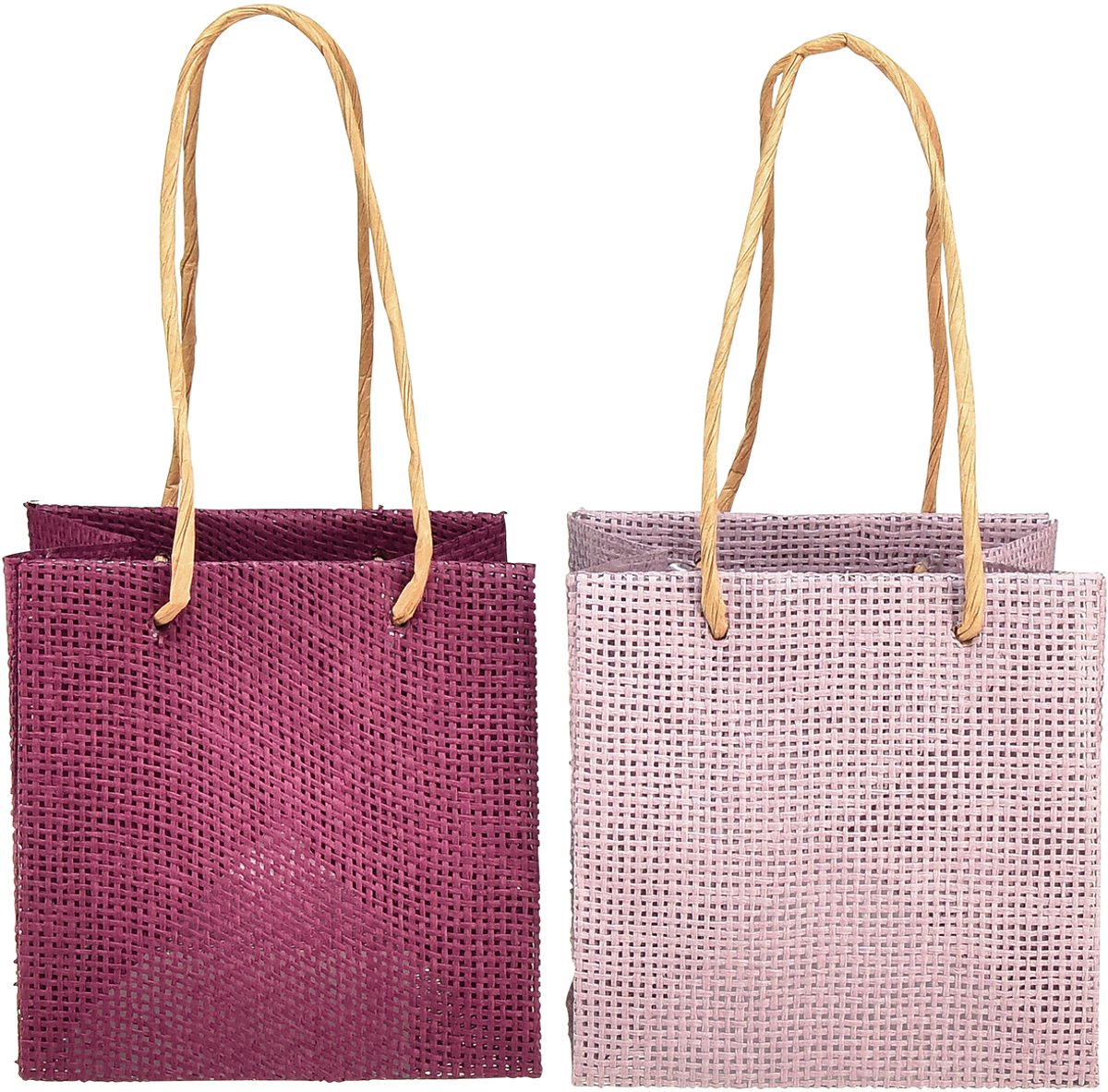 Papieren cadeauzakjes met hengsels bordeaux roze 12x12cm 8 st, 8 Stück