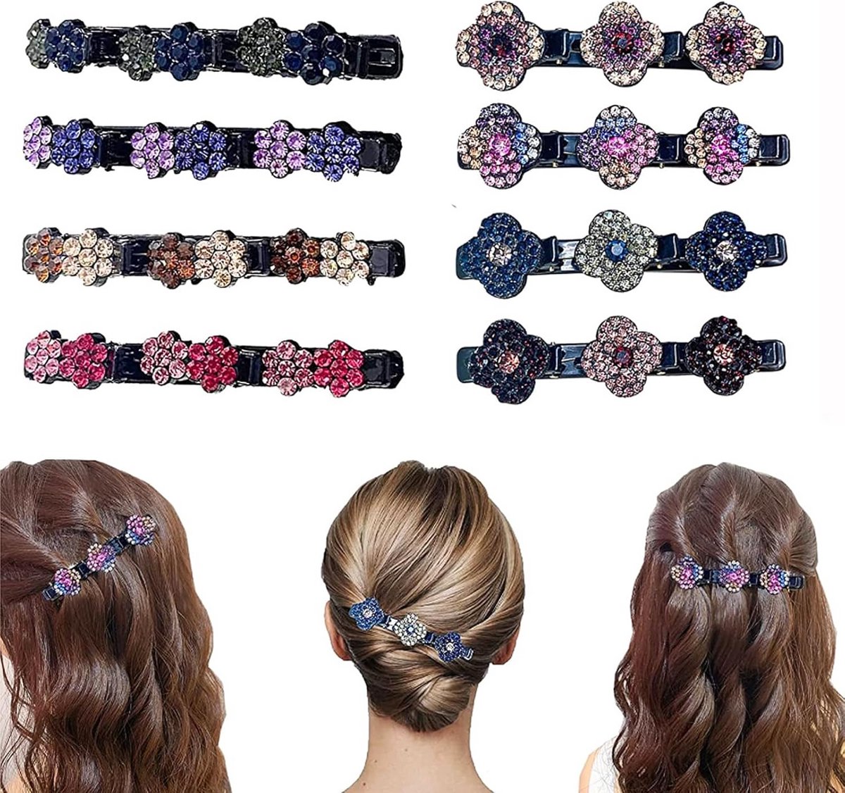 8 Stuks Kristallen Haarclips voor Dames en Meisjes - Sprankelende Styling Accessoires