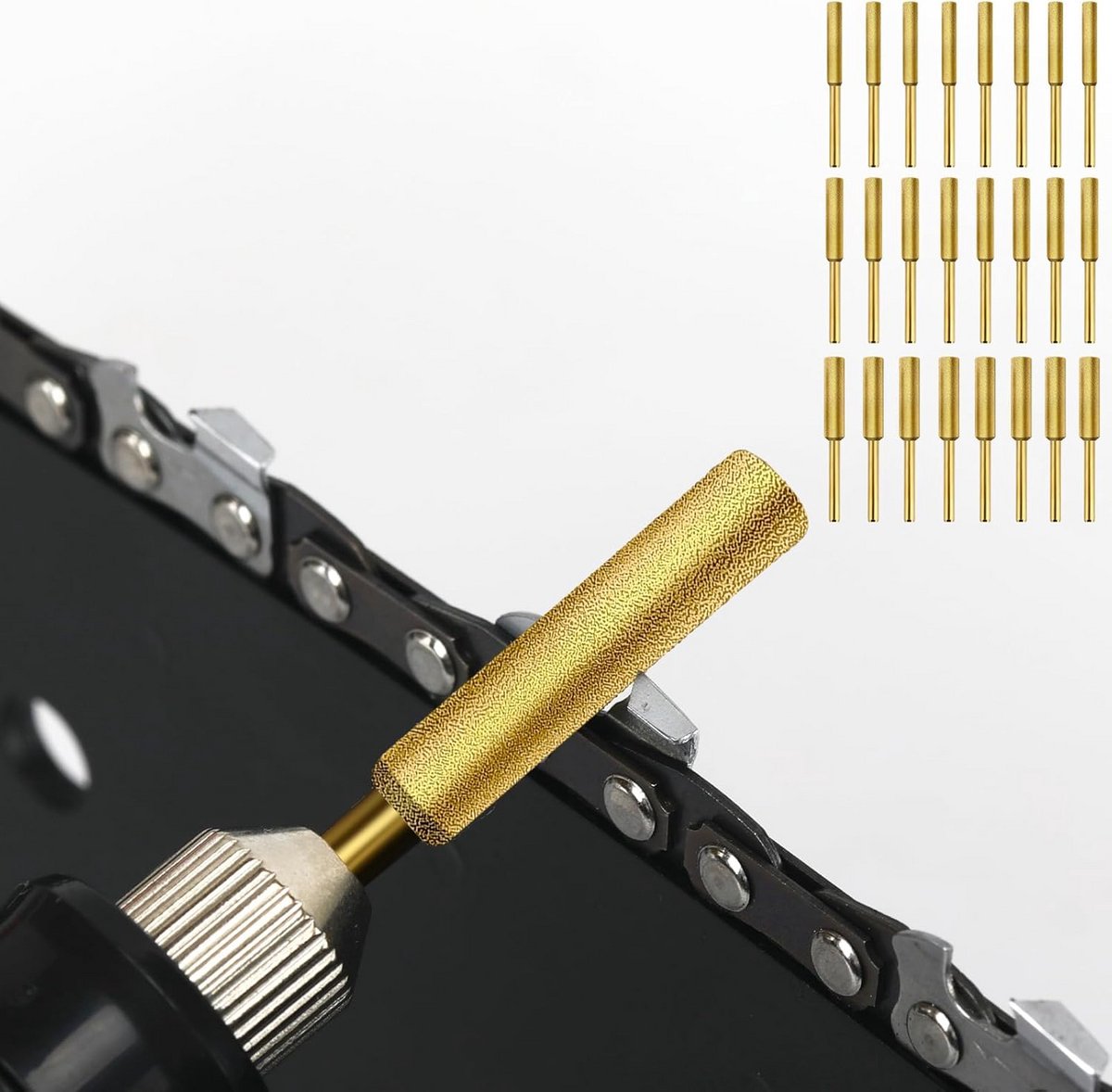 Kettingzaag Slijper Bits - Diamant Boren Set - Ketting Slijpen - Titanium Plated Emery - 3 Maten 5/32 3/16 7/32