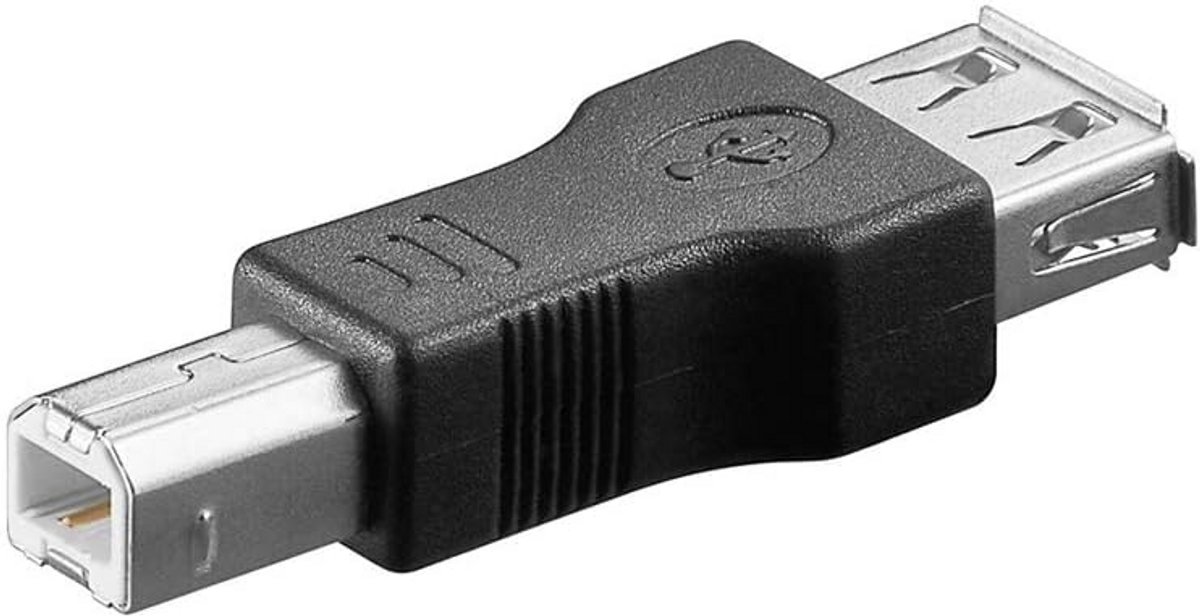 USB A Stekker naar B Bus Verloopadapter Zwart