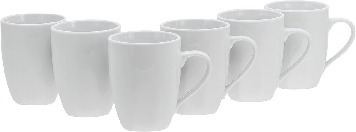 Set van 6 Witte Porseleinen Bekers Vierkant Moderne Vorm