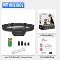 Anti-blafband met oplaadbare batterij, instructieboekje en accessoires, verpakt in doos.