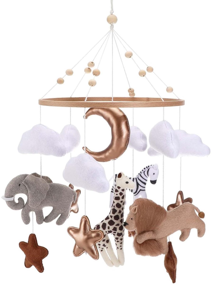 RONN® Boxmobiel Houder - Mobiel Houder Met Muziek en Verlichting - Boxmobiel - Beige - 26cm x 26cm x 6cm