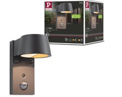 Paulmann LED-wandarmatuur voor buiten Capea Schemergestuurde bewegingsmelder (IR) insectvriendelijk IP44 96 × 165 mm Tunable Warm 6W 450lm 230V 98° Antraciet Aluminium