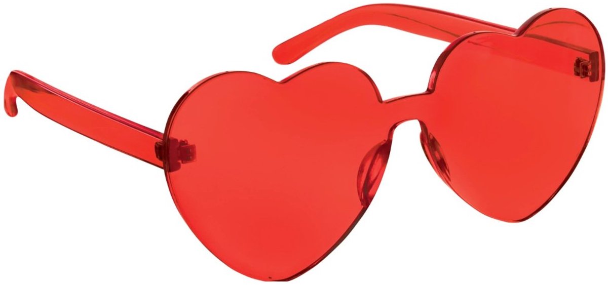 Bril hartjesvorm - Zonnebril - Carnaval - Verkleedkleding - Party glasses - Grappige/gekke bril - Rood - Jonyx