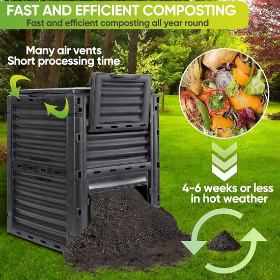 Grote Compostbak voor Tuin - 300 Liter Capaciteit - Vervaardigd uit BPA ...
