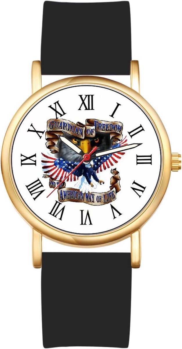 Dameshorloge met Zwarte Siliconen Band | Analoog Kwarts Romeinse Cijfers