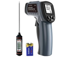 Surpeer IR5D – Infrarood Thermometer – Contactloos Meten – Voor BBQ & Keuken – Inclusief Vleesthermometer
