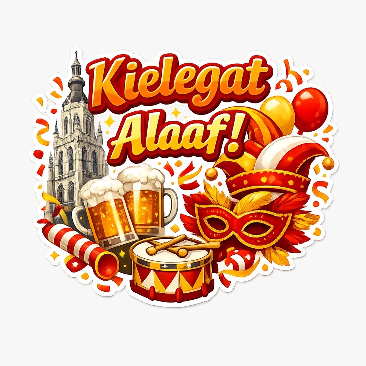 Kielegat Alaaf Raamsticker - Carnaval - Raamsticker - statische sticker - herbruikbaar