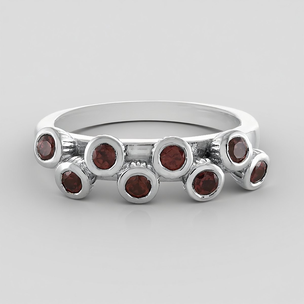Cavill - Zilveren Ring Geplatineerd 925 Sterling Zilver - Mahagoni Zirkonen 0,814 Ct Ronde Zirkon Ring - Elegante Damesring - Cambodja