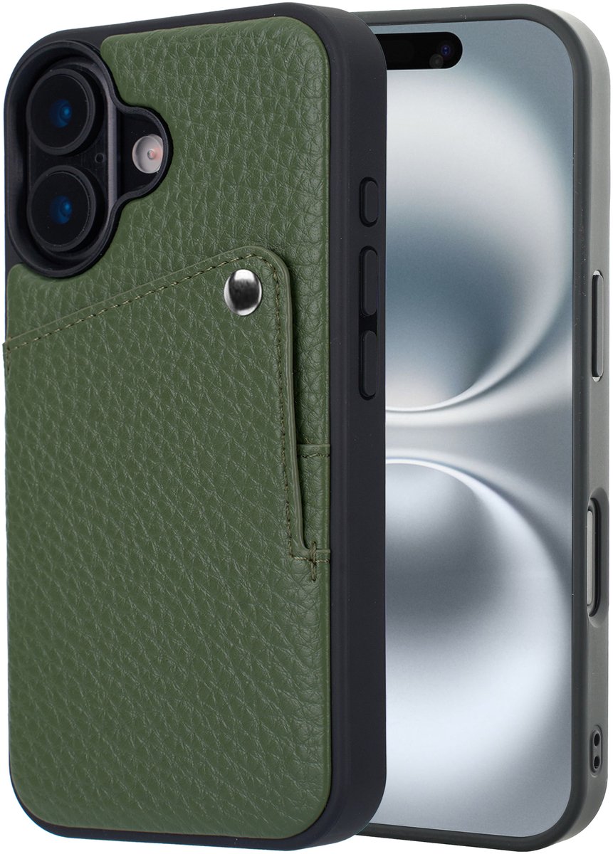 Selencia Hoesje - Geschikt voor Apple iPhone 16 - Backcover met Pashouder - Sage Green