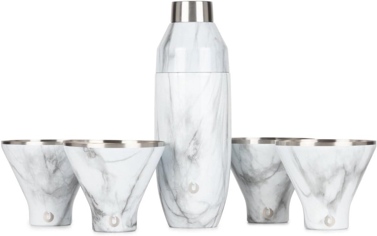 Vacuüm Geïsoleerde Cocktail Shaker Set met 4 Martini Glazen Roestvrij Staal