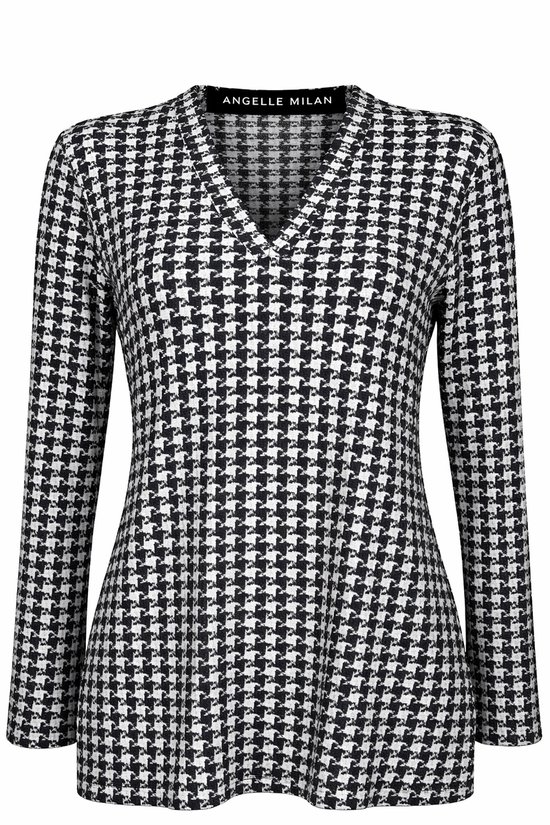 Angelle Milan Travelkleding 1691 Dames Blouse Zwart/Wit Patroon