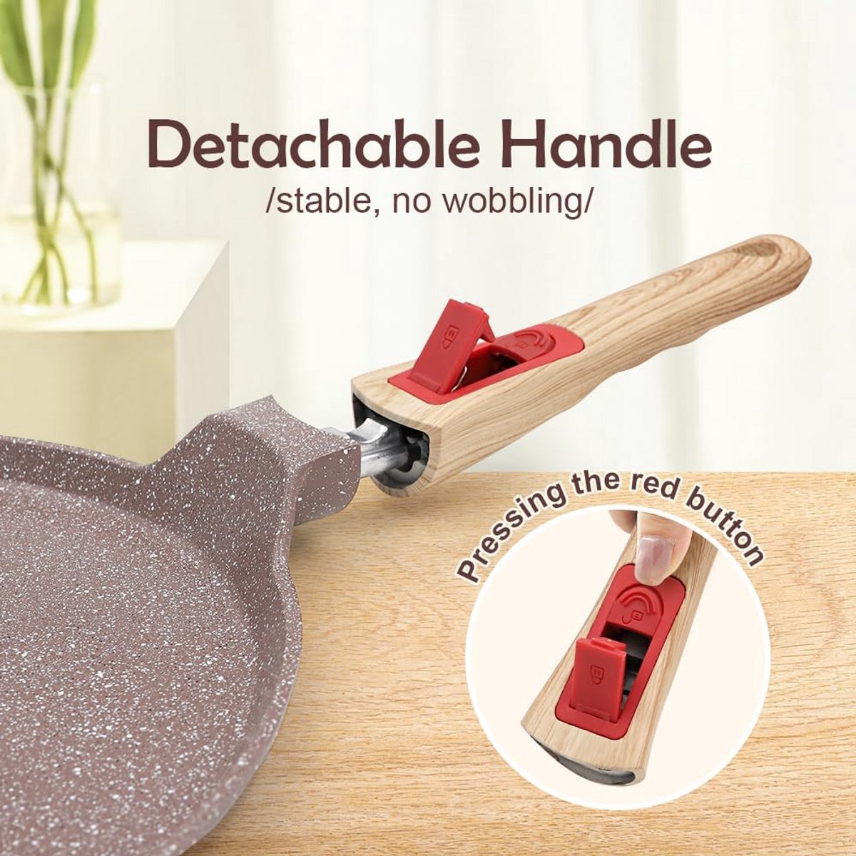 Keramische Crêp Pan 25 cm met Afneembaar Handvat - Ideaal voor Pannenkoeken en Dosa