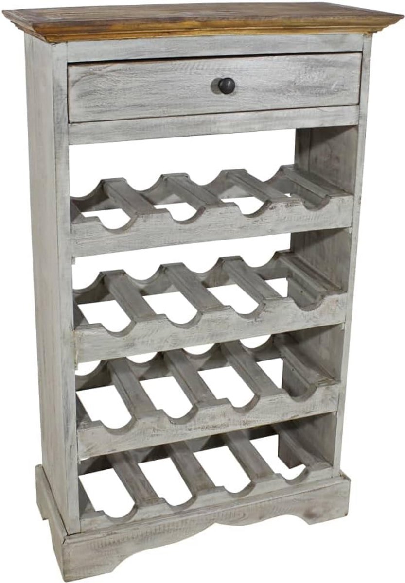 Houten Wijnrek Kast voor 20 Flessen - Stevig Gerecycled Hout - Vintage Stijl - 55x23x85 cm