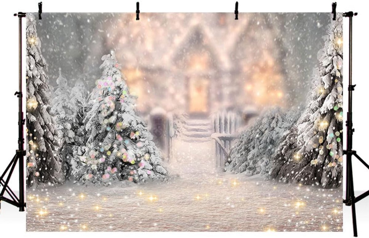 Winter Achtergrond Kerstboom Sneeuwvlokken Fotostudio Decoratie