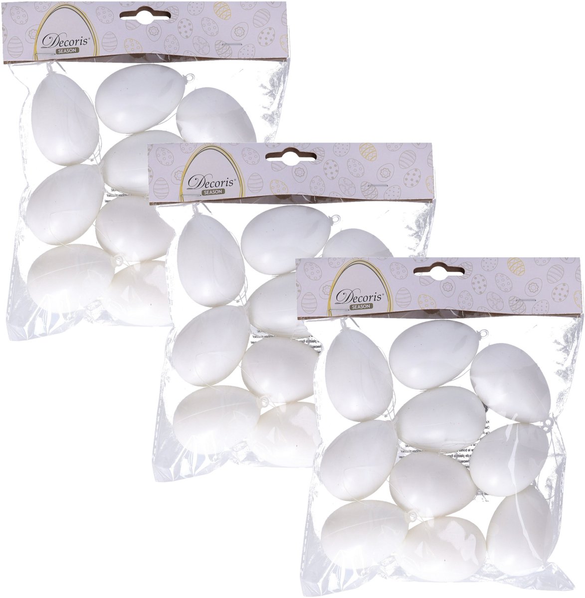 Decoris Hobby eieren - 30x - kunststof - wit - D4 x H6 cm - paasdecoratie