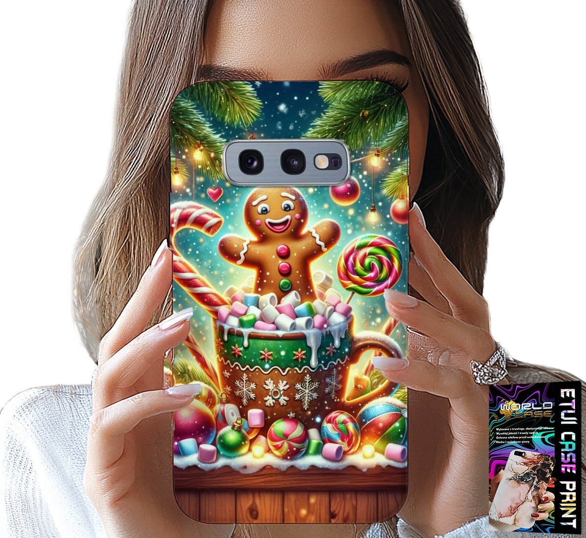 HOESJE VOOR SAMSUNG GALAXY S10E - PEPERKOEK KERSTPATROON + FOLIE