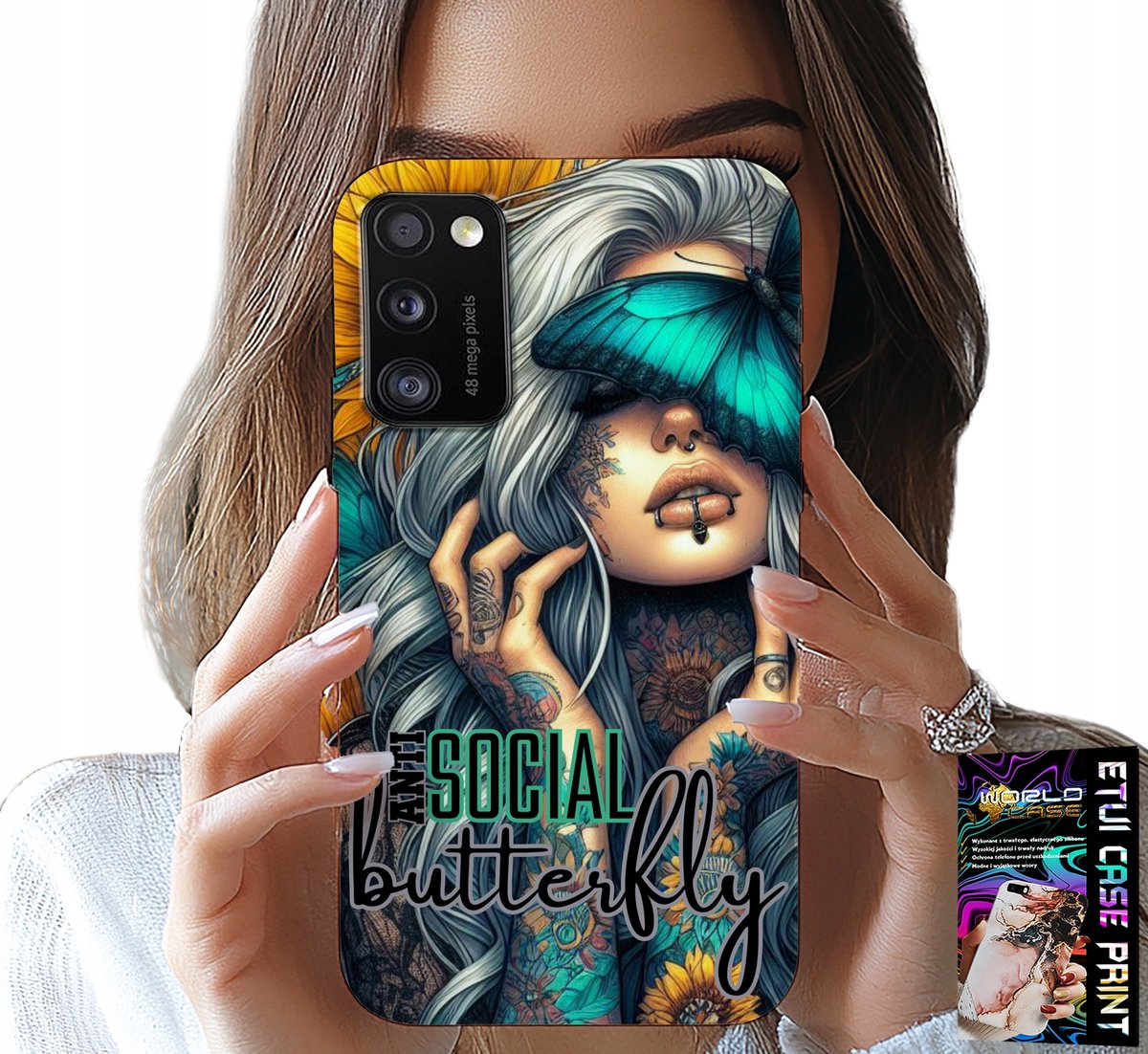 HOESJE VOOR SAMSUNG GALAXY A41 - ANTI-SOCIAAL, VLINDER, VROUW