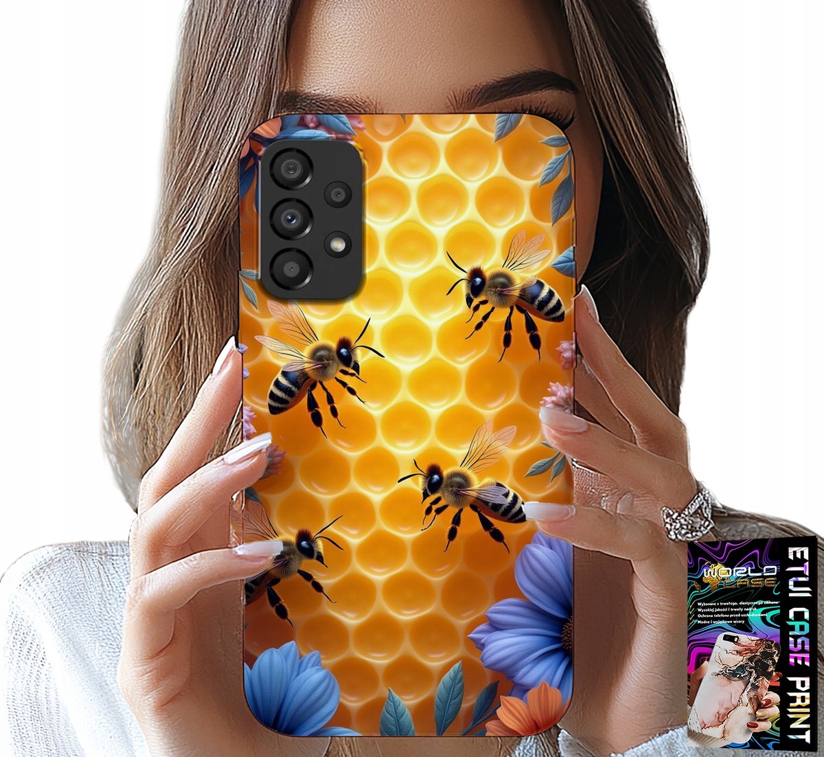 HOESJE VOOR SAMSUNG GALAXY A33 5G - ACHTERKANT MET BIJENKORF EN HONINGRAAT