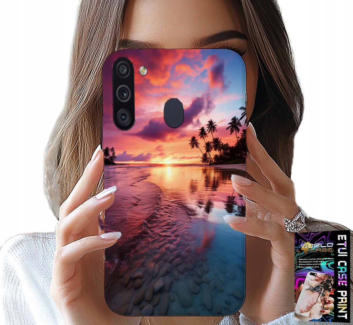 HOESJE VOOR SAMSUNG GALAXY A21 - STRANDVAKANTIE-EILAND PRACHTIG UITZICHT + GLAS