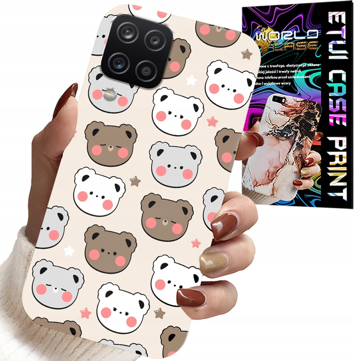 HOESJE VOOR SAMSUNG A12 / M12 - TEDDYBEERPATROON VOOR DE JONGSTE + GLAS
