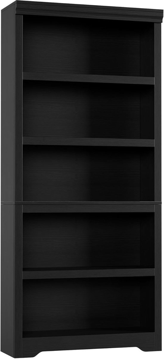 Boekenkast - Boekenkast met 5 planken - Boekenkast in boerderijstijl van 175 cm hoog - met verstelbare planken, open opbergrek met antislipontwerp - 175 × 80 × 30 cm