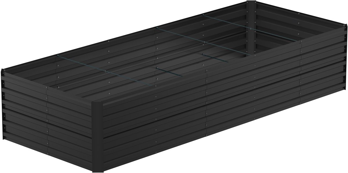 ACXIN Verhoogde Moestuinbak Metaal - Gegalvaniseerd Staal Roestvrij - 2160L 300x120x58cm Zwart