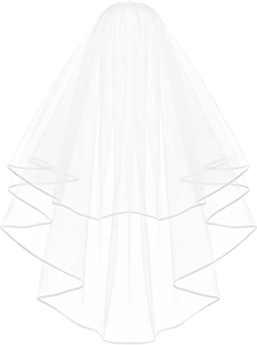 Bruidssluier - Bruids Tule - Bruiloft Accessoire - Met Kam - 19 x 17 cm - Wit