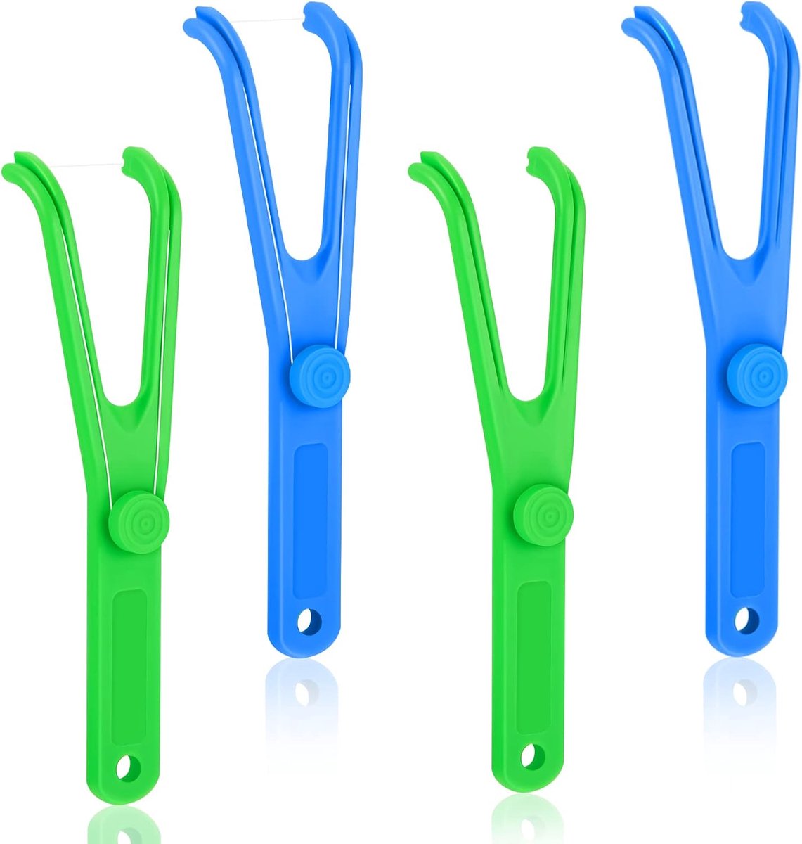 Tandzijde Houder - Herbruikbare Flosser - Mondhygiëne Verbeteren - Y-vorm Ontwerp - 47 x 11 Inch - Blauw Groen