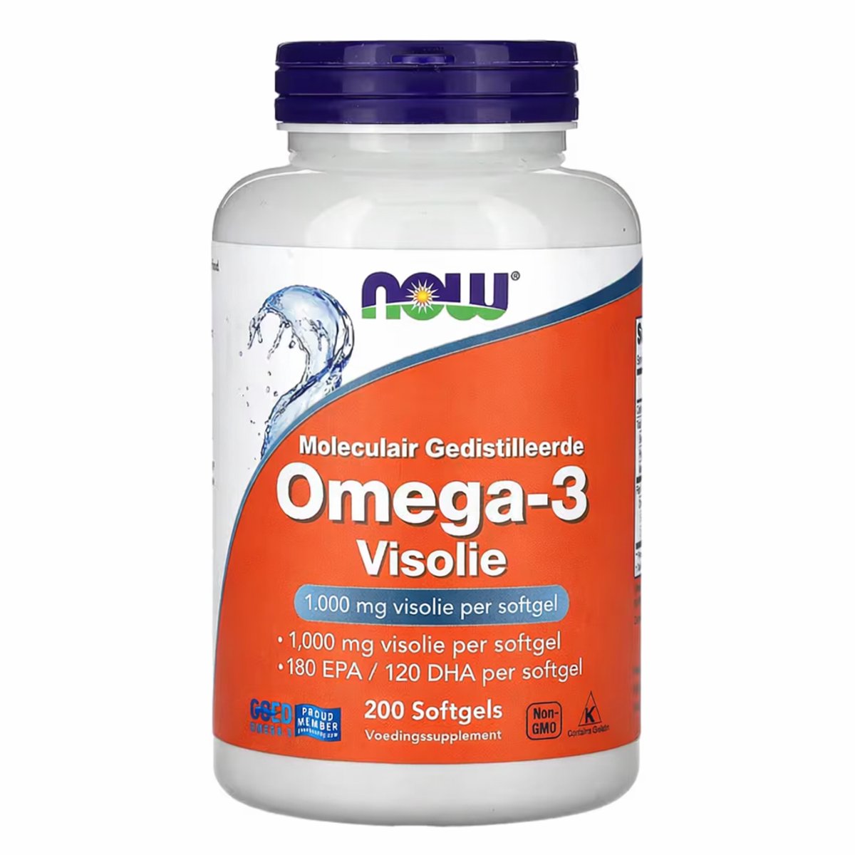 NOW Omega-3 Visolie 1000 mg - 200 Softgels - EPA & DHA Supplement - Fish Oil