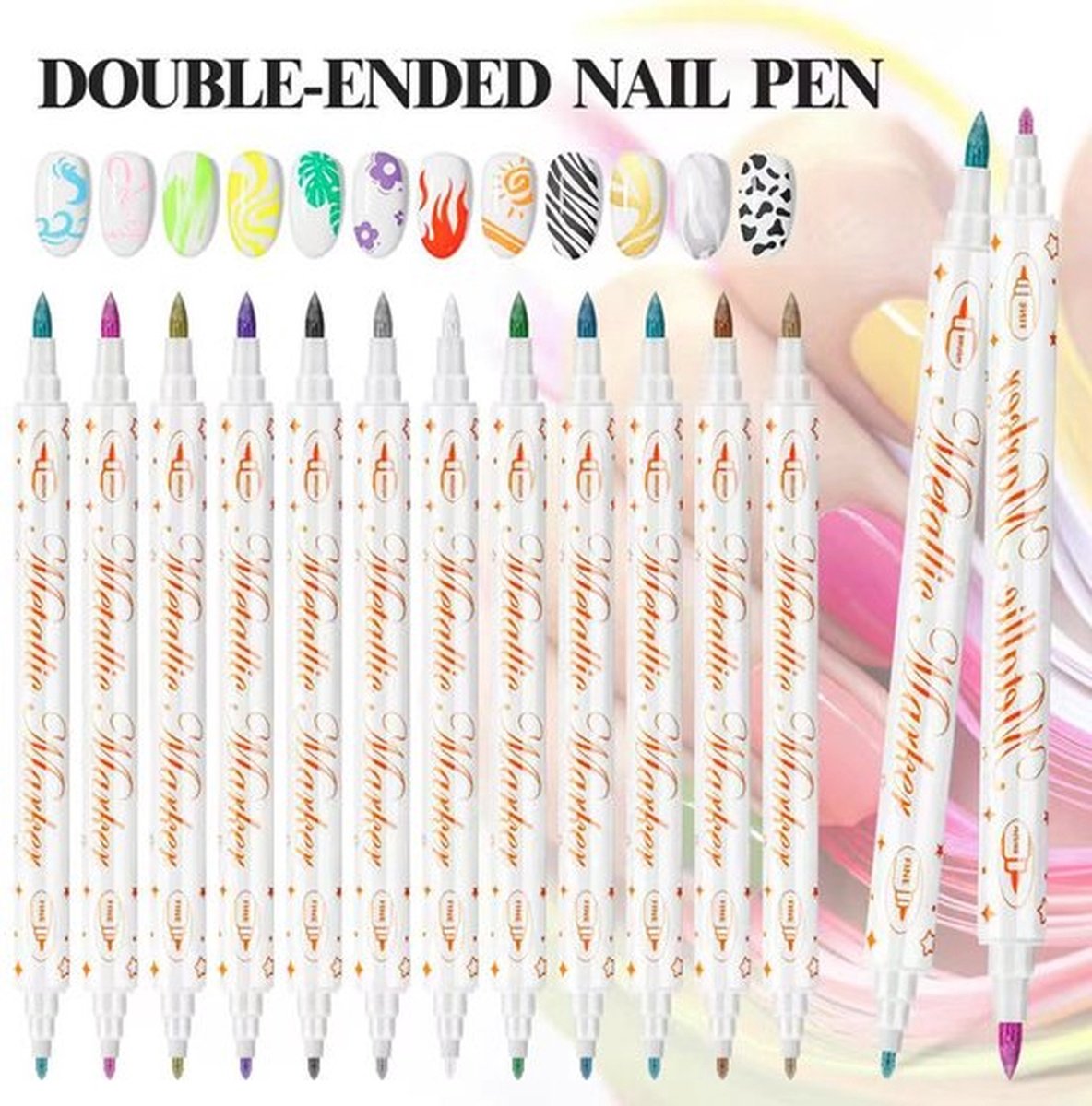 Nail Art Pennen 12 stuks - Graffiti Stiften voor Nail Art - Nagel Decoratie - Nagel Stift - Striper - Nail Art Vormen - Nail Brush - Nail Art penselen - Nagelstickers - Nagelversiering - 12 Nail Art Stiften Neon