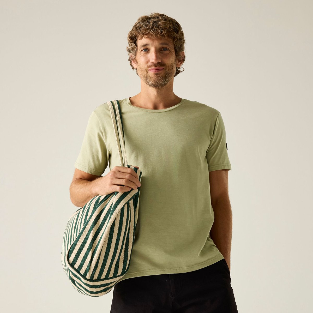 Finlo T-shirt met korte mouwen en logo voor heren Beige