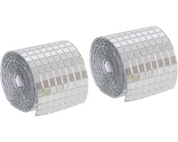 3200 pièces de carreaux de miroir boule disco – 5x5 mm Carreaux de mosaïque miroir carrés autocollants (Argent) – Autocollants en verre carrés pour projets d'art DIY décoratifs et décoration artisanale – 2 rouleaux