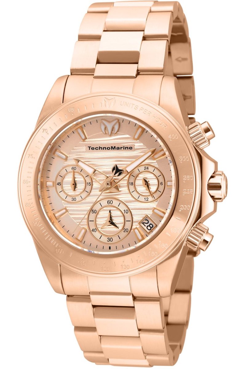 TechnoMarine Manta TM-219017 Dames Horloge - Waterdicht - Analoog - Quartz Uurwerk - Roestvrij Staal met rosegouden Wijzerplaat - 38mm