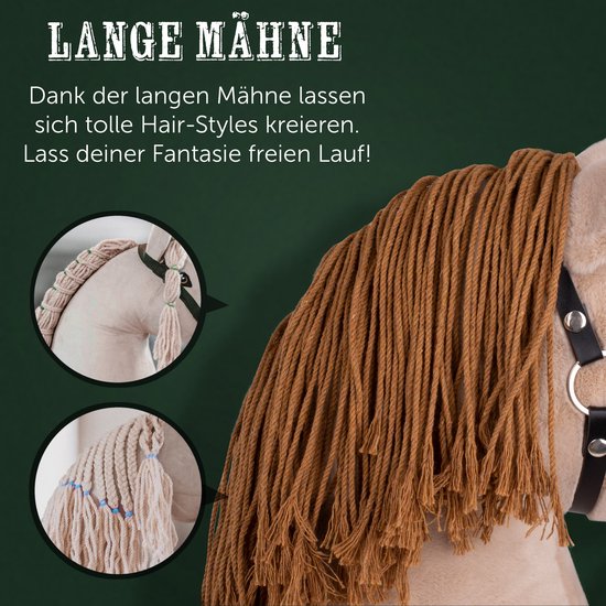Pink Papaya Hobby Paard, met halster en trens, stokpaardje voor hobby horsing, paard om op te rijden voor kinderen van Pink Papaya — afbeelding 2