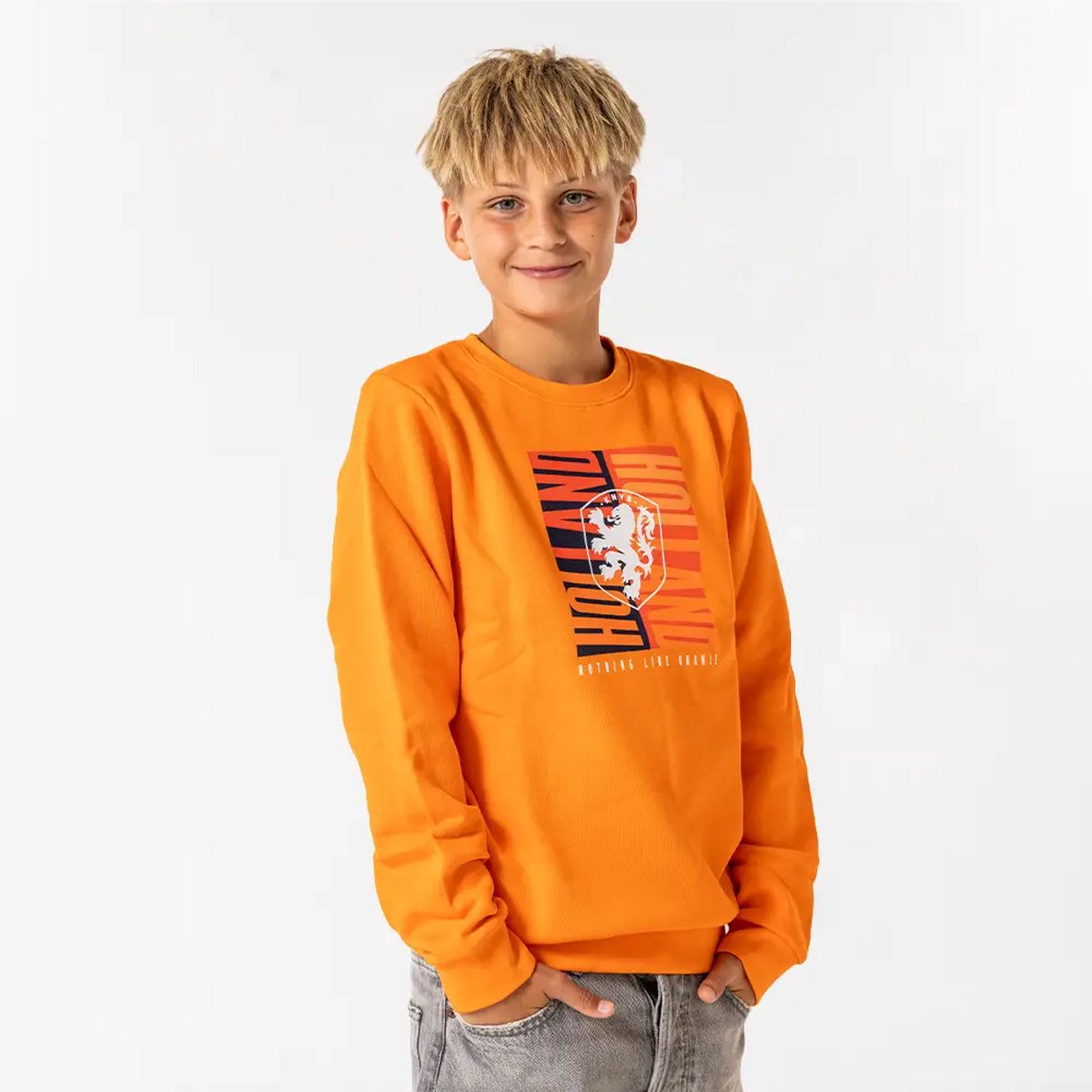 Nederlands Elftal Sweater Kinderen - Maat 128 - Jongens & Meisjes - Oranje - KNVB - Trui - Officiële Merchandise - Fankleding - Voetbal