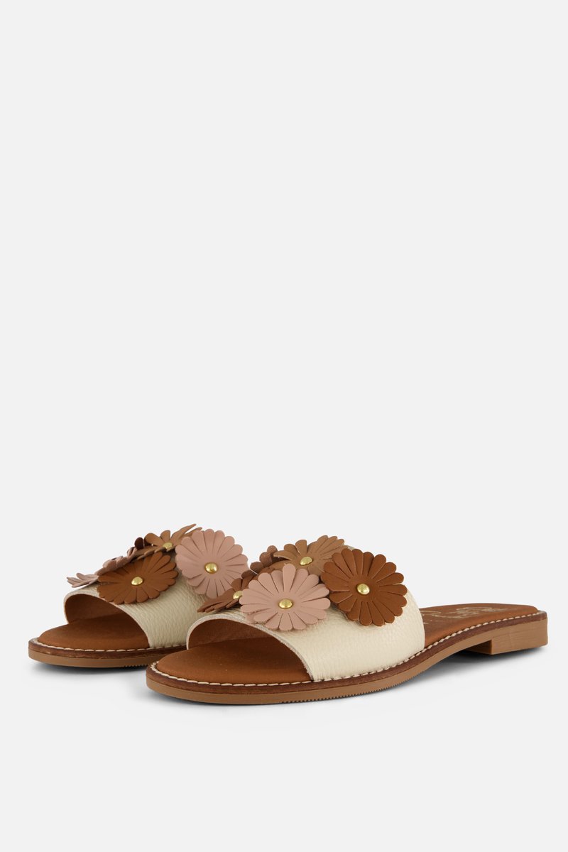 Oh My Sandals Slippers beige Leer - Maat 40