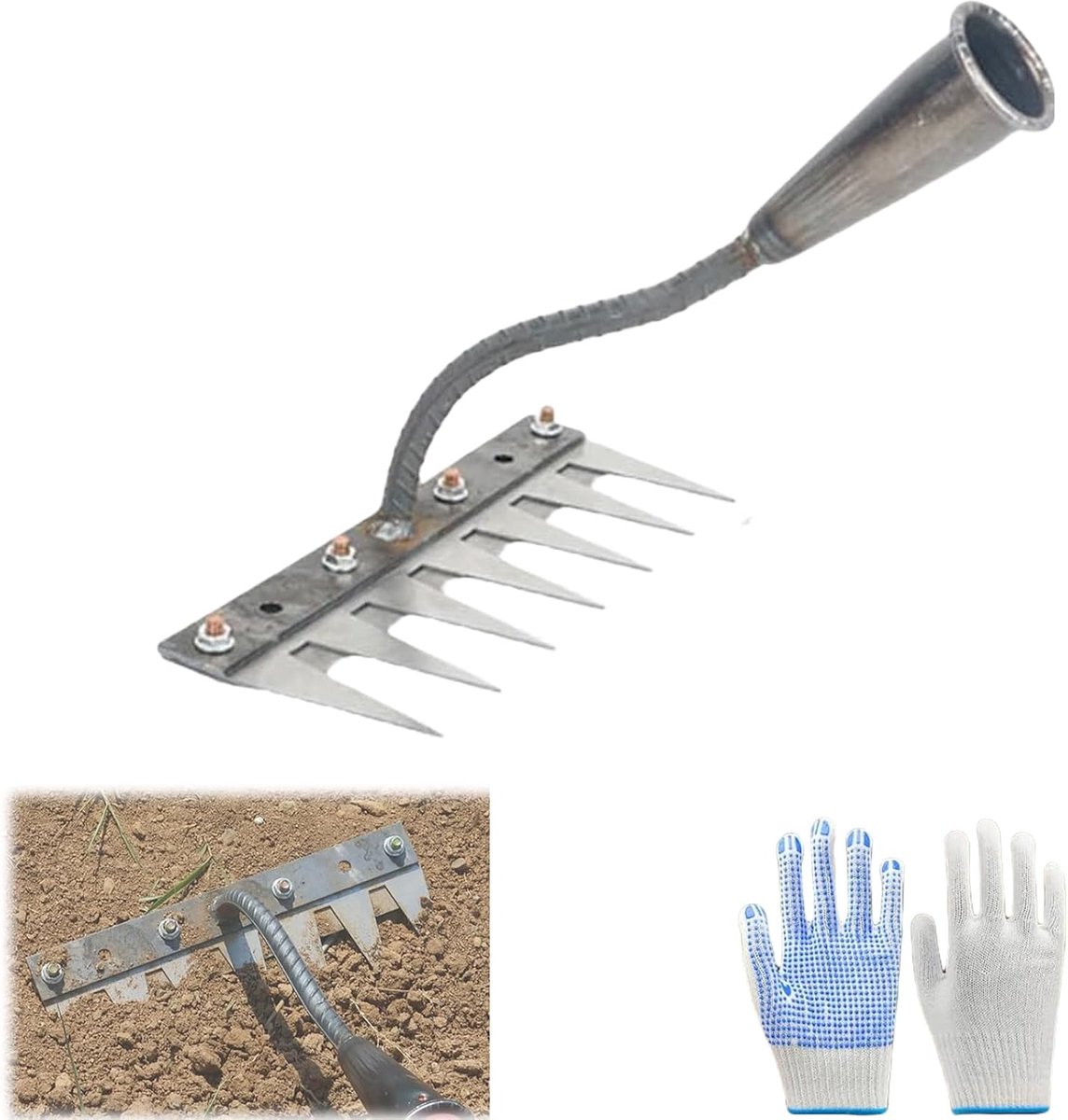 Onkruid Harken - Tuin Gereedschap - Bodem Losmaken - Stevige IJzeren Constructie - 25x25x30cm