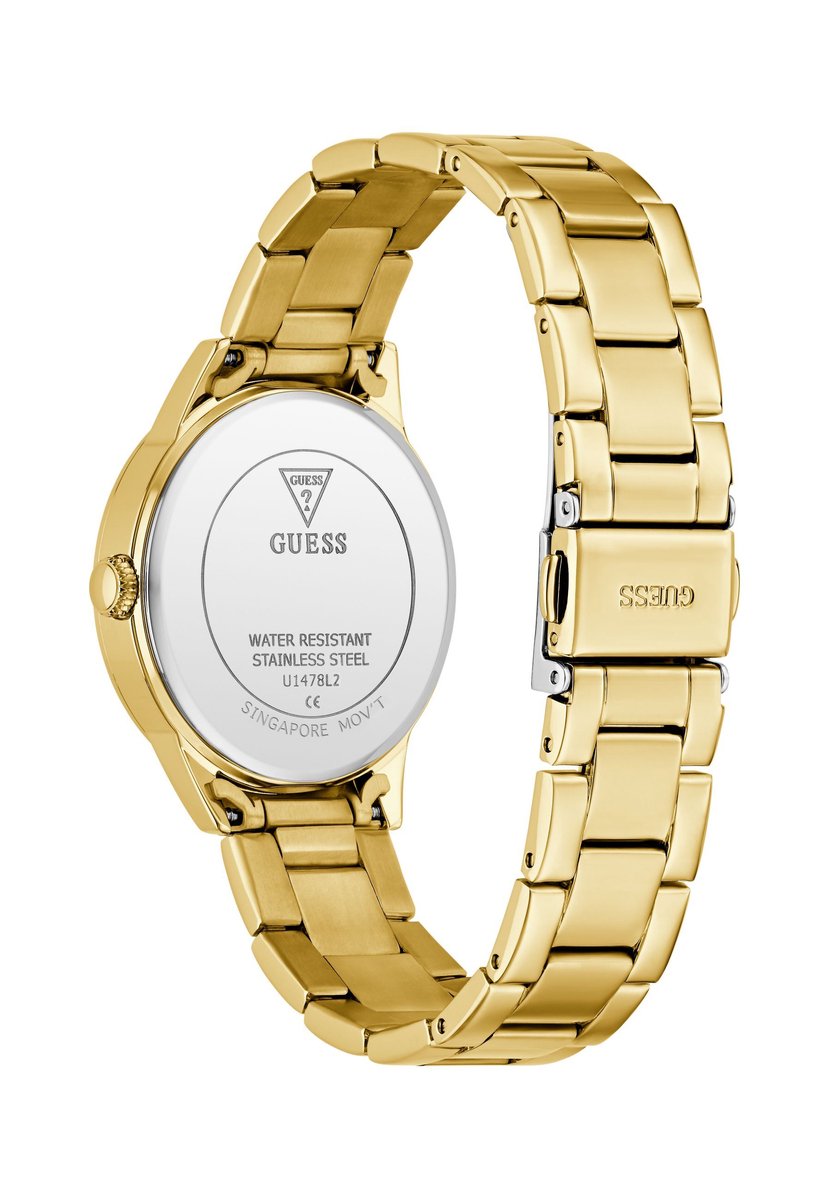 Guess Angelina Quartz Analoog Horloge Gold Tone Behuizing: 100% Roestvrij Staal| Armband: Roestvrij Staal 34 mm U1478L1M, U1478L2M, U1478L4M, U1478L5M, U1478L6M