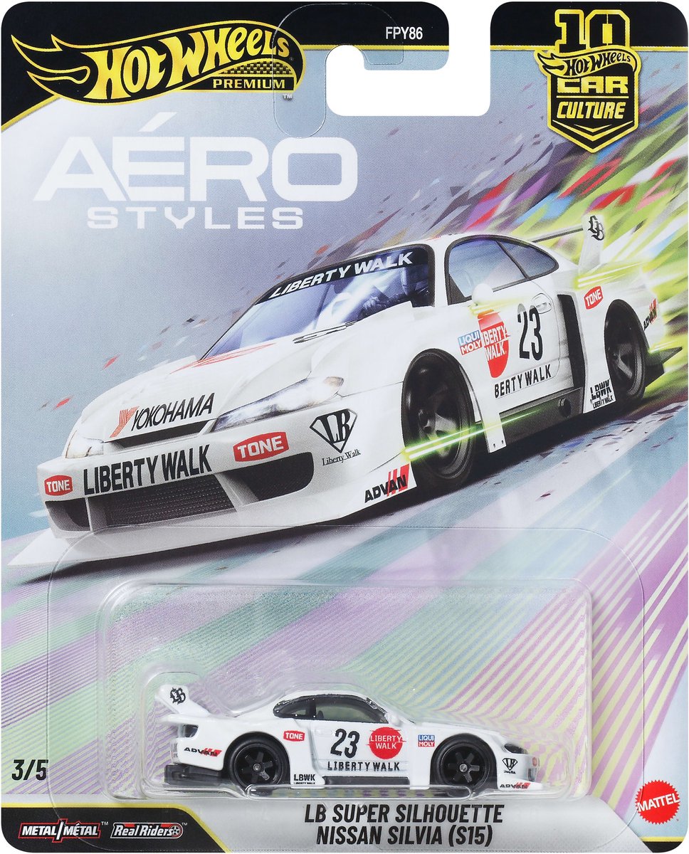 Hot Wheels Car Culture Premium, Metalen Speelgoed LB-Super Silhouette Nissan Silvia (S15), Schaal 1:64