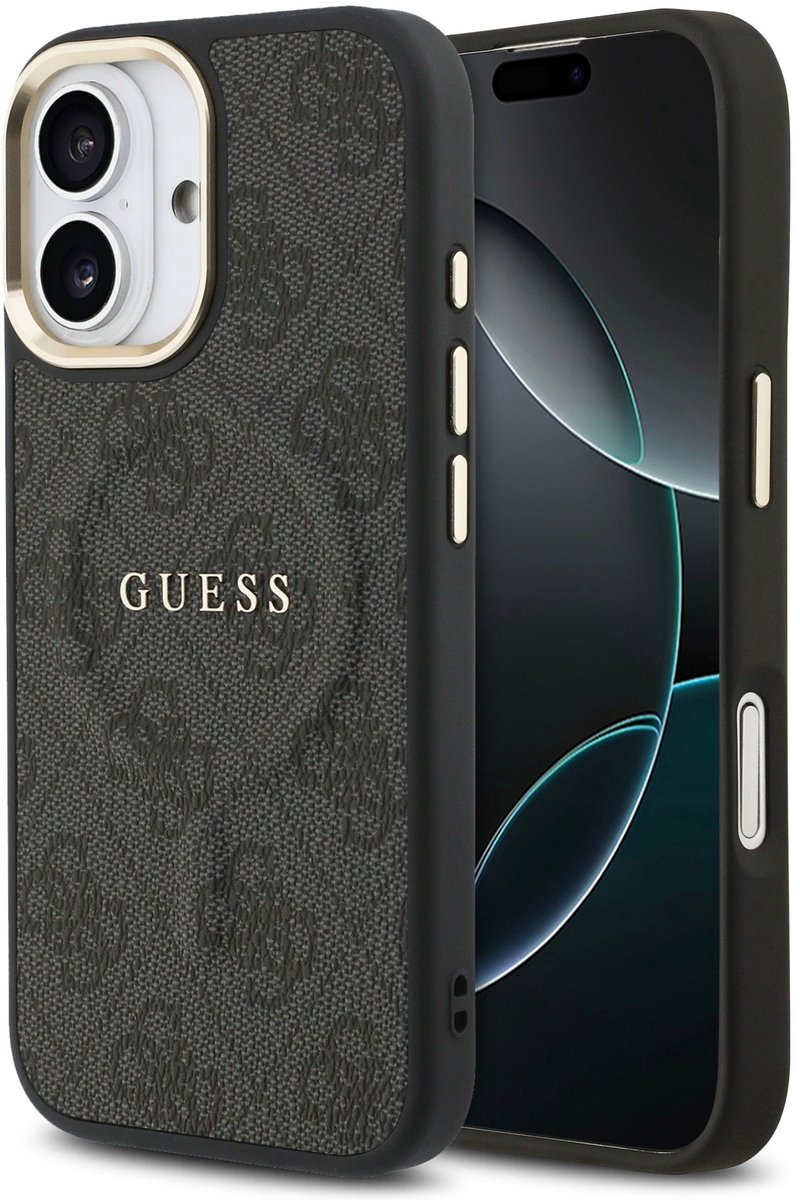 Guess Back Cover - iPhone 17 - Zwart - Magsafe PU Leather - 4G Classic Logo