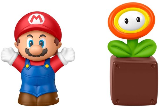 Mario en een vuurbloem in een potje.