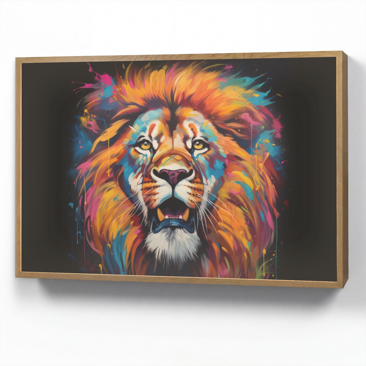 Wandlamp 90x60 cm - Oplaadbaar - Leeuw - Graffiti - Dieren - Zwart - Wandlampen binnen woo