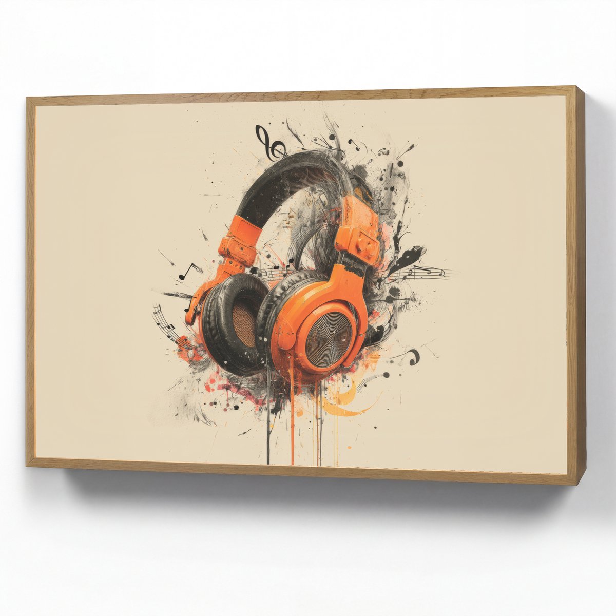 Wandlamp 90x60 cm - Oplaadbaar - Koptelefoon - Oranje - Explosief - Wandlampen binnen woon